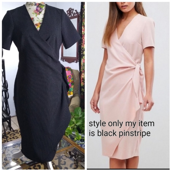 pinstripe wrap dress